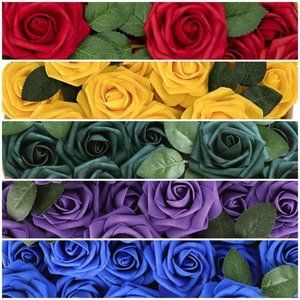 25 count | Rainbow Colorful Roses Red Yellow Green Purple Blue Wedding Party